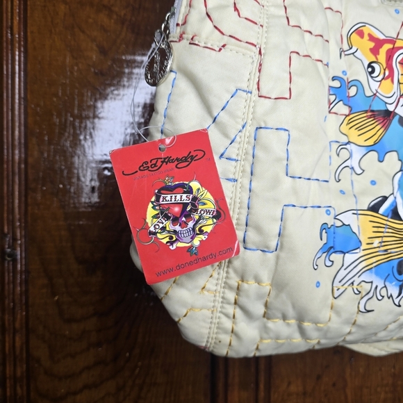 Ed Hardy  Koi fish designs Vintage Quilted backpack Black EXC COND NWT - Picture 3 of 8